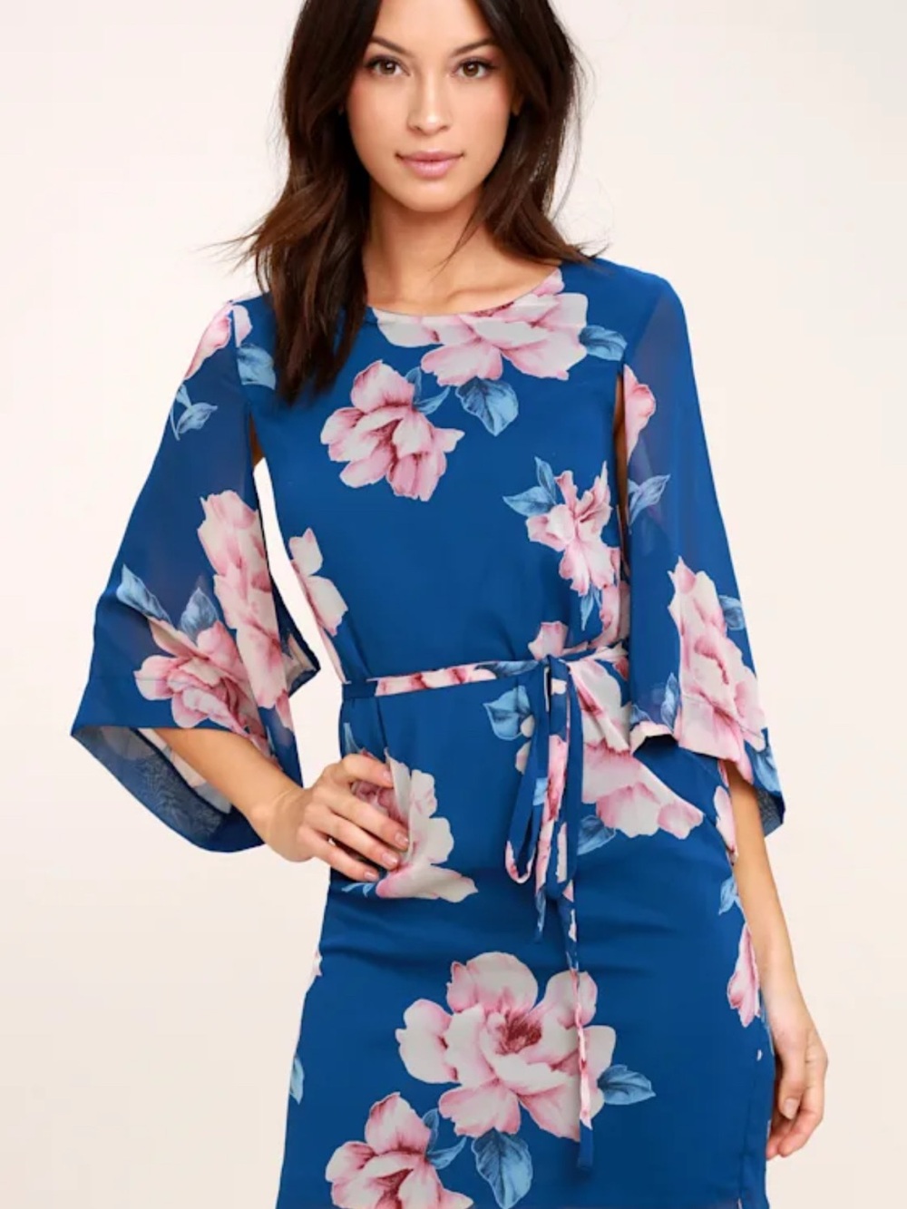Lulus Joyful Noise Blue Floral Print Mini Dress